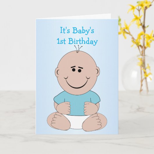 Baby Boy 1st Birthday Kaart (Gele Bloem)