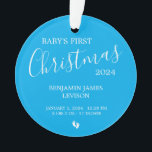 Baby Boy 1st Christmas Acryl Ornament w / Foto<br><div class="desc">Geef jezelf een echte aandenken met een speciaal ornament ter ere van de geboorte van een baby! Met zijn foto aan de ene kant en zijn geboortegegevens op de achterkant,  zal je ornament nog vele jaren een herinnering zijn om te koesteren.</div>