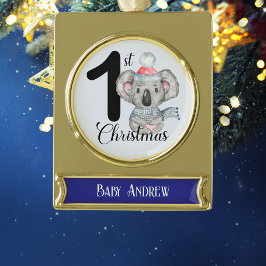 Baby Boy 1st Christmas Seizoensgebonden Koala Keep Verguld Banner Ornament