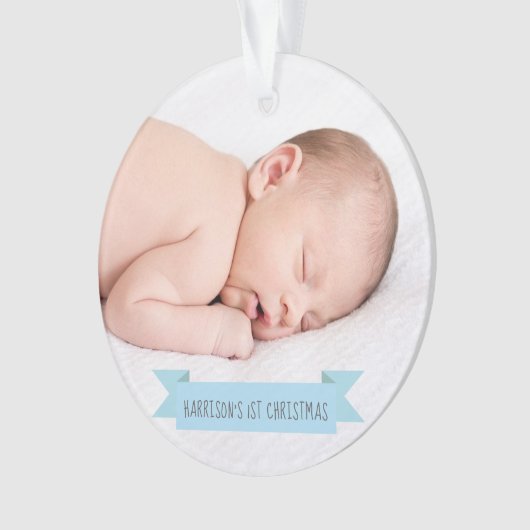 Baby Boy 1st Kerstmis Foliday Elegant Ornament (voorkant)