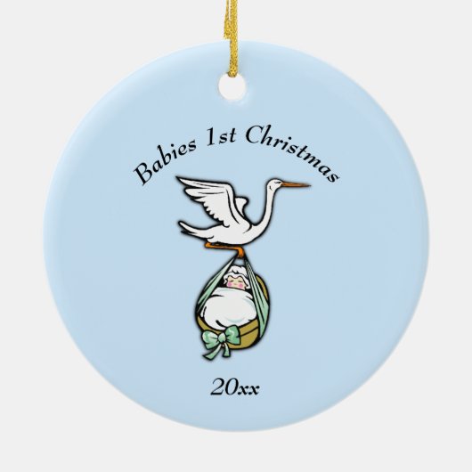 Baby Boy 1st Kerstmis met Jaar Keramisch Ornament (Achterkant)