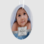 Baby Boy 1st Kerstmis met Snowflakes Ornament (voorkant)