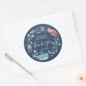 Baby Boy 1st Schattigee Blauwe Waterverf Oceaan Da Ronde Sticker (Envelop)