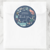 Baby Boy 1st Schattigee Blauwe Waterverf Oceaan Da Ronde Sticker (Tas)