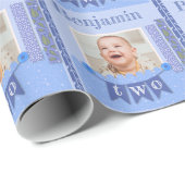 Baby Boy 2nd Birthday Blue Scrapbooking Cadeaupapier (Rol Hoek)