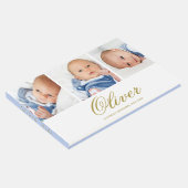 Baby Boy 3 Foto Collage Gold Elegant Gastenboek (Hoek)