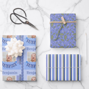 Baby Boy 3rd Birthday Blue Scrapbooking Wrapping P Inpakpapier Vel