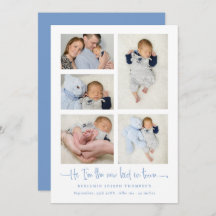 Baby Boy 5 Fotocollage Blauw Nieuw Kind Script Geb
