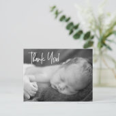 Baby Boy Aangepaste Foto's Handlettering bedankt Briefkaart (Staand voorkant)
