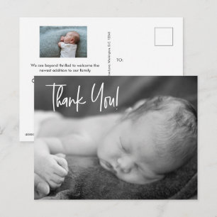 Baby Boy Aangepaste Foto's Handlettering bedankt Briefkaart
