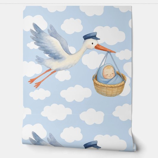 Baby Boy Aankomst Kinderdagverblijf Decor Behang (Afrollen)