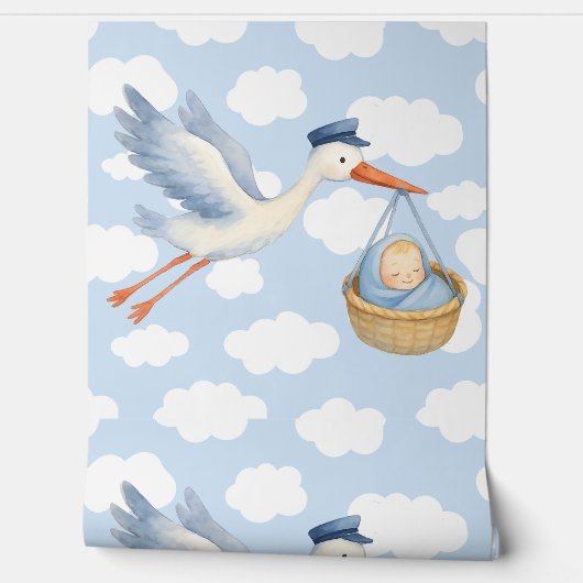 Baby Boy Aankomst Kinderdagverblijf Decor Behang (Afrollen)