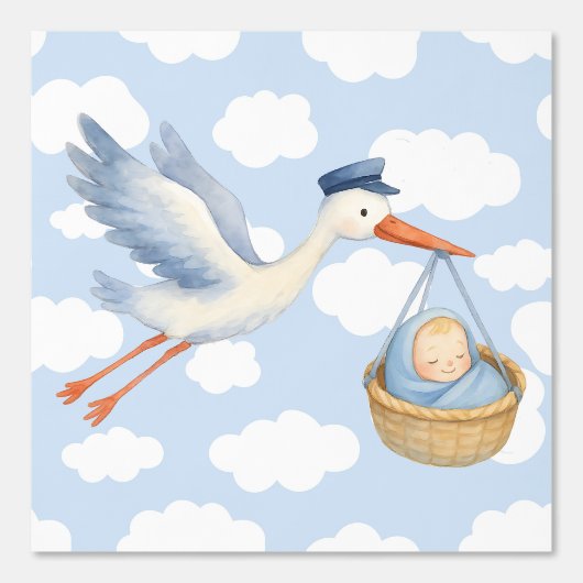 Baby Boy Aankomst Kinderdagverblijf Decor Behang (Voorkant)