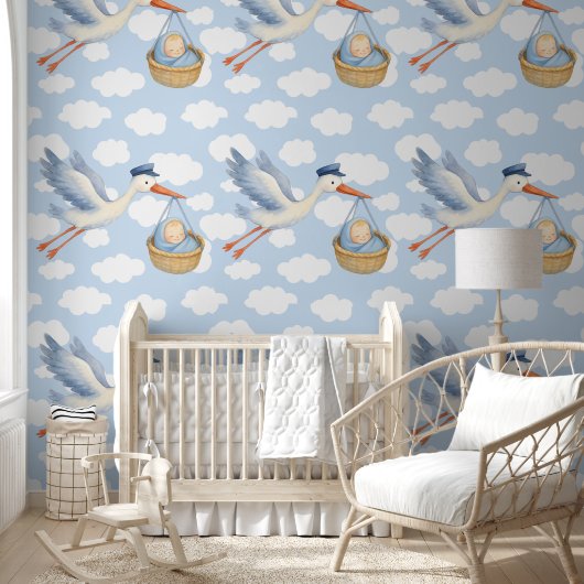Baby Boy Aankomst Kinderdagverblijf Decor Behang (Kinderen)