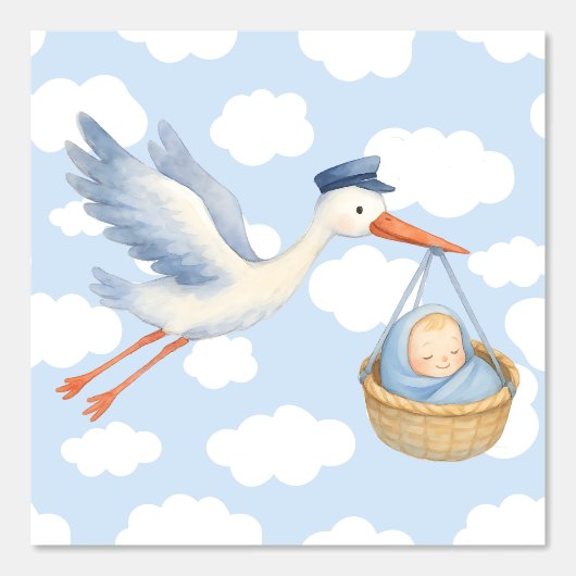 Baby Boy Aankomst Kinderdagverblijf Decor Behang (Voorkant)