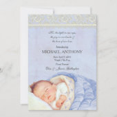  Baby Boy Aankondiging Blauw & Ivoor Kant (Voorkant)