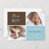 Baby Boy aankondiging briefkaarten (Voorkant / Achterkant)