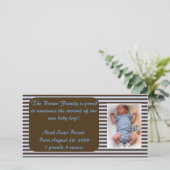 Baby Boy Aankondiging - Bruin en Blauw (Staand voorkant)