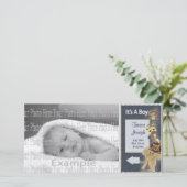 Baby Boy Aankondiging Fotokaart Sjabloon (Staand voorkant)