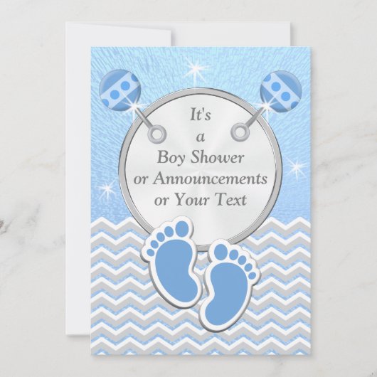 Baby Boy Aankondiging Kaarten Baby shower Uitnodig (Voorkant)