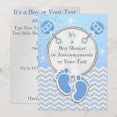 Baby Boy Aankondiging Kaarten Baby shower Uitnodig (Voorkant / Achterkant)