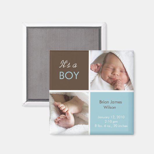 Baby Boy Aankondiging magneet (Voorkant / Achterkant)