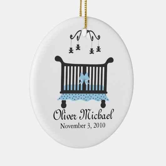 Baby Boy Aankondiging met Geboortedatum Keramisch Ornament (Rechts)