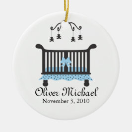 Baby Boy Aankondiging met Geboortedatum Keramisch Ornament