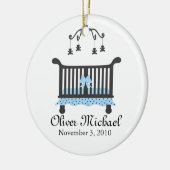 Baby Boy Aankondiging met Geboortedatum Keramisch Ornament (Links)