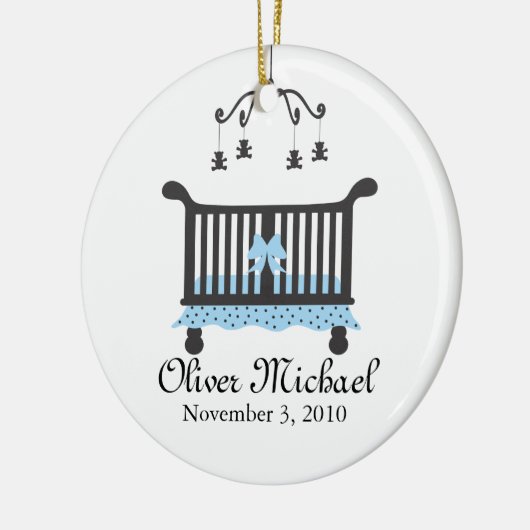 Baby Boy Aankondiging met Geboortedatum Keramisch Ornament (Links)