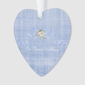 Baby Boy Aankondiging Pastel Blue Bow NAAM Sweet Ornament (voorkant)