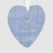 Baby Boy Aankondiging Pastel Blue Bow NAAM Sweet Ornament (voorkant)