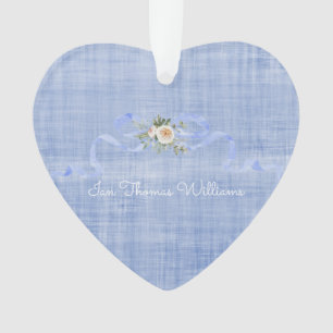 Baby Boy Aankondiging Pastel Blue Bow NAAM Sweet Ornament