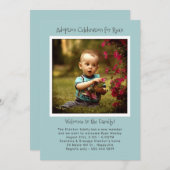 Baby Boy Adoption Party Foto Uitnodiging Sjabloon (Voorkant / Achterkant)