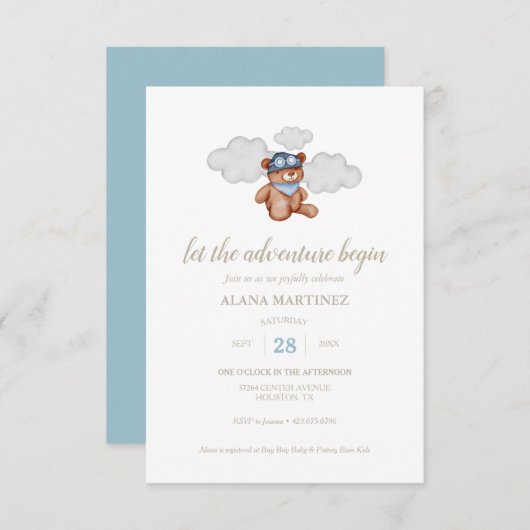 Baby Boy Adventure Baby shower Uitnodiging (Voorkant / Achterkant)