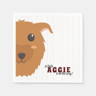Baby Boy Aggie Dog Maroon Baby shower Servet
