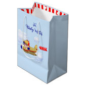 Baby Boy Airplane Pilot Medium Cadeauzakje (Voorkant Gekanteld)