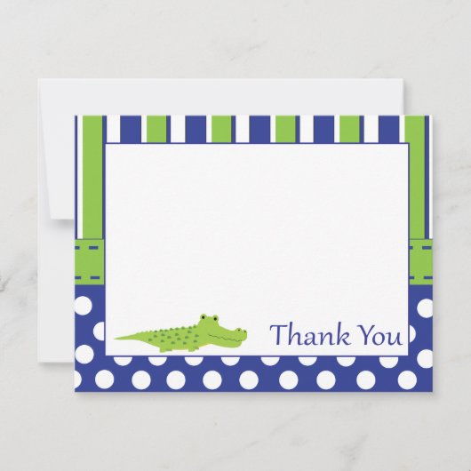 Baby Boy Alligator Dank je kaart Notitiekaartje (Voorkant)