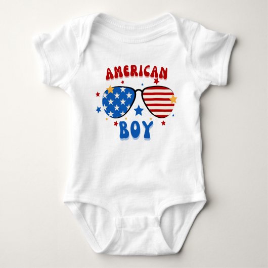 Baby Boy Amerikaanse vlag bril Onafhankelijkheidsd Romper (Voorkant)
