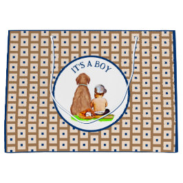 Baby Boy and Dog Baseball Theme Baby shower Groot Cadeauzakje