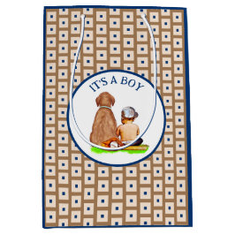 Baby Boy and Dog Baseball Theme Baby shower Medium Cadeauzakje