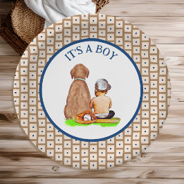Baby Boy and Dog Baseball Theme Baby shower Papieren Bordje
