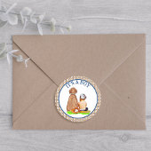 Baby Boy and Dog Baseball Theme Baby shower Ronde Sticker