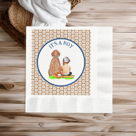Baby Boy and Dog Baseball Theme Baby shower Servet
