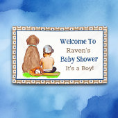 Baby Boy and Dog Baseball Theme Baby shower Spandoek