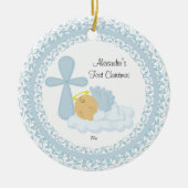Baby Boy Angel Baby's eerste kerstversiering Keramisch Ornament (Voorkant)