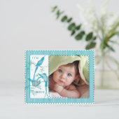 Baby Boy Aqua  Vogels Afbeelding Aankondiging (Staand voorkant)