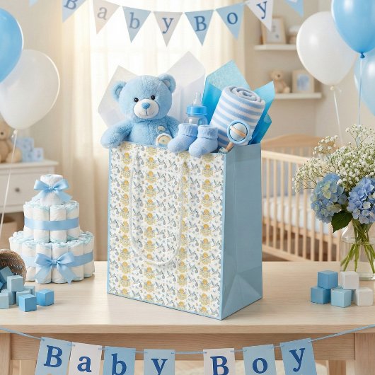 Baby Boy Arrival Stork Angel aankondiging Medium Cadeauzakje