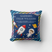 Baby Boy Astronaut Buitenruimte Raketvlekken Kussen (Voorkant)