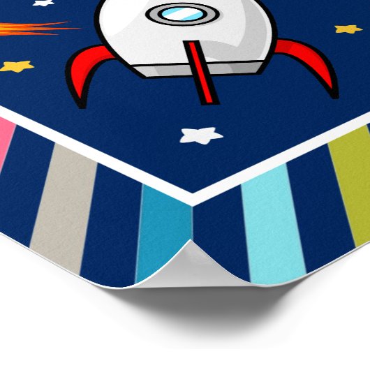 Baby Boy Astronaut Outer Space Rocket Birth Stats Poster (Hoek)